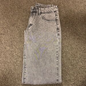 Never worn straight leg rinestone jeans